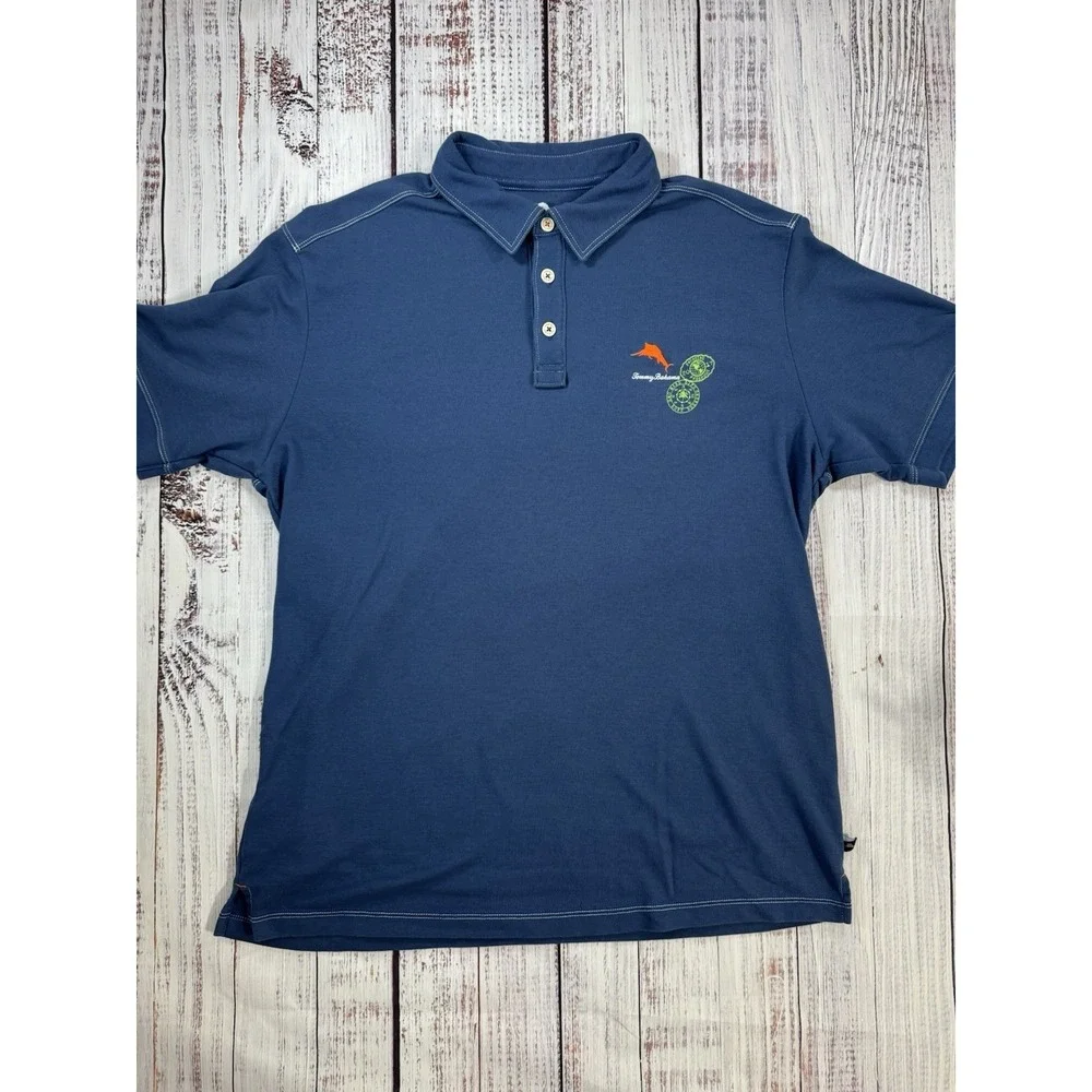 Tommy Bahama Polo Shirt Men's Palm Desert Logo Blue Size‎ Large